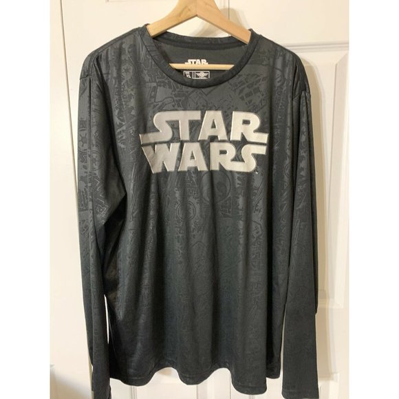 Star Wars T Shirt Men’s Sz XL All Over Print‎ Black Long Sleeve - Picture 3 of 6